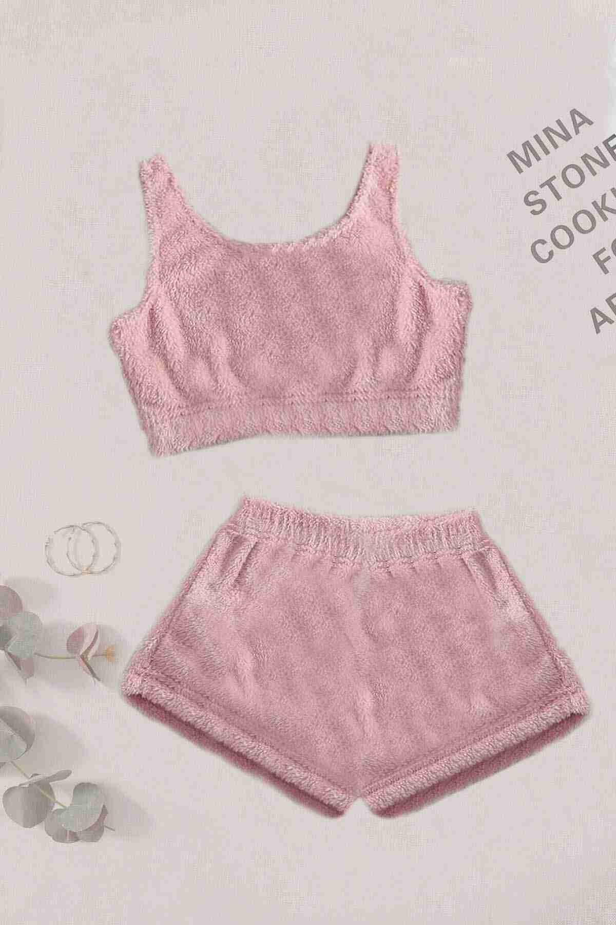 merry-see-tek-renk-1-takim-kolsuz-askili-pelus-polar-alt-ust-sortlu-pijama-takimi-pembe-acik-pijama-takm-merry-see-17362-45-B